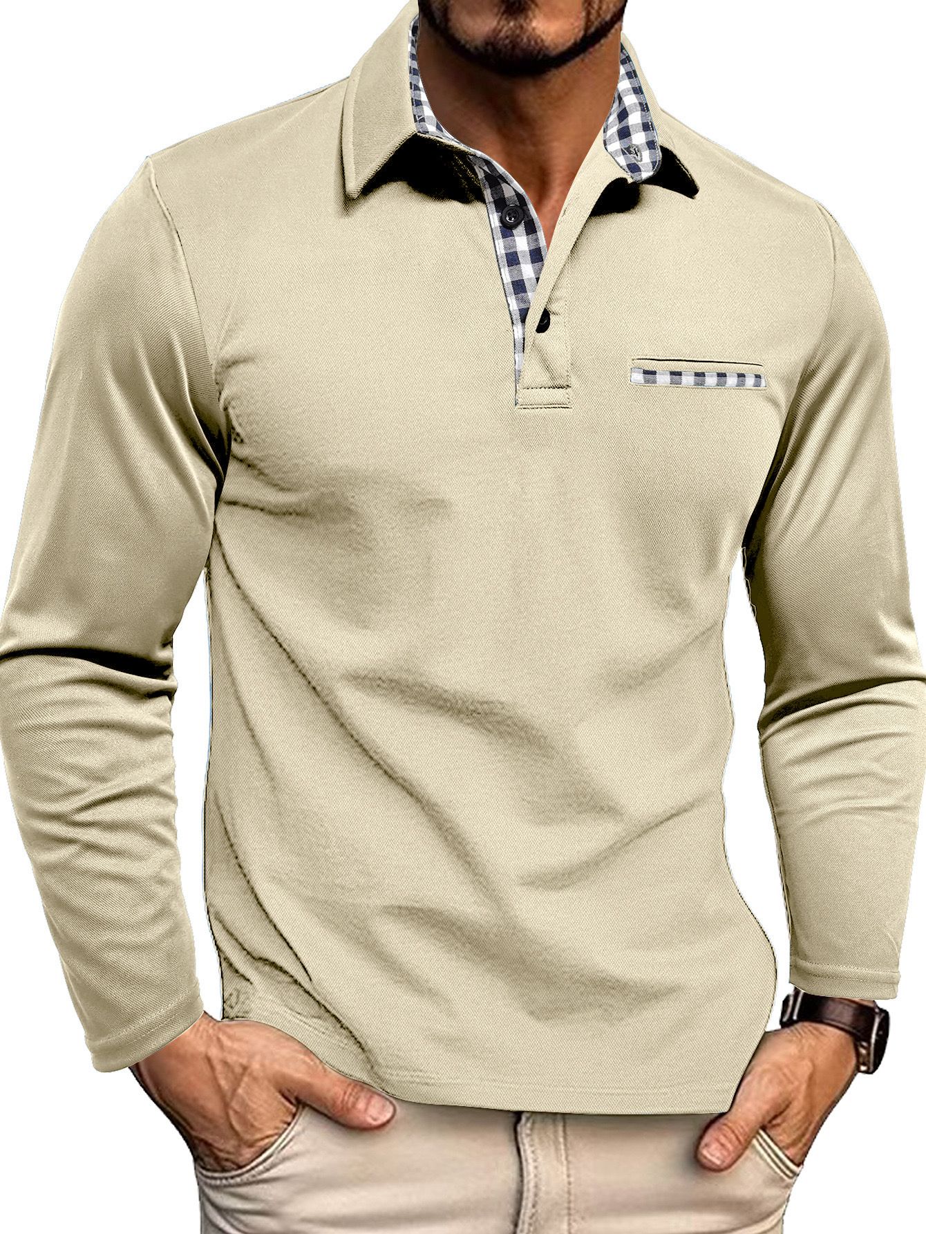 Polo-shirt à manches longues pour homme Qualité confortable