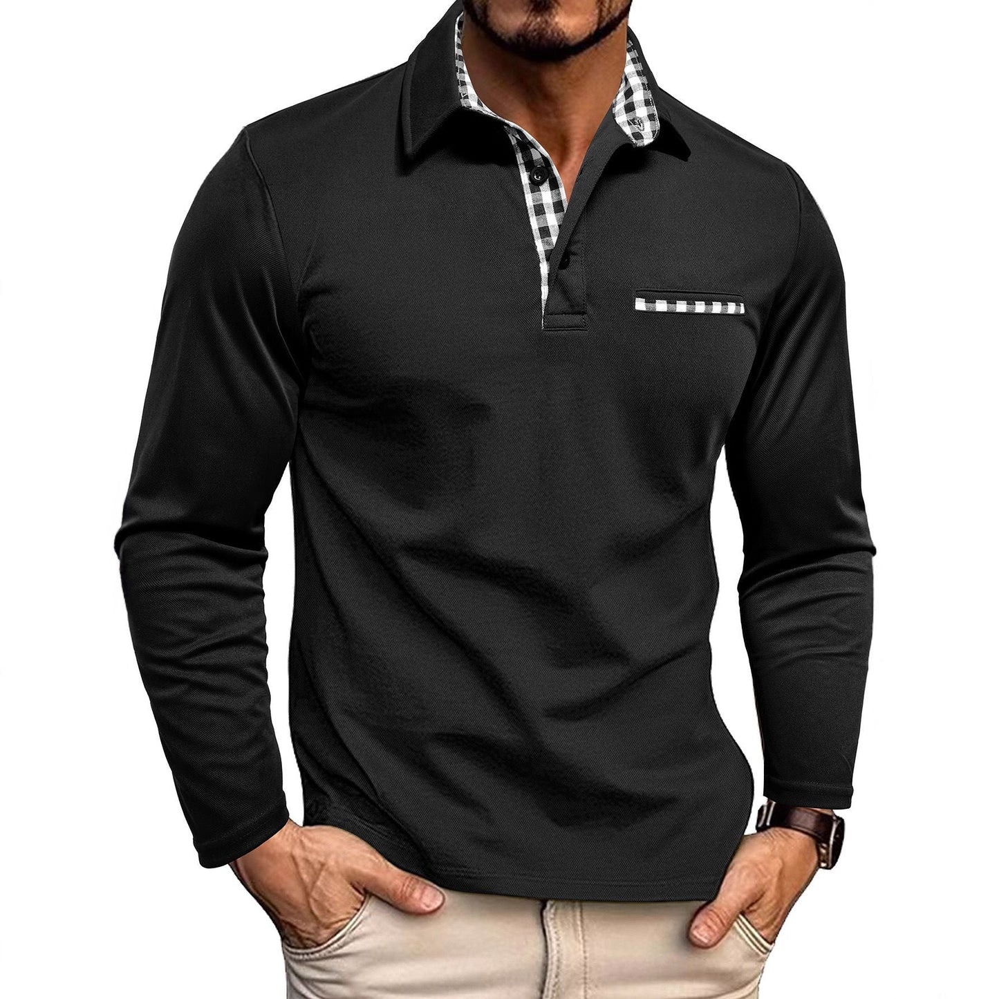Polo-shirt à manches longues pour homme Qualité confortable