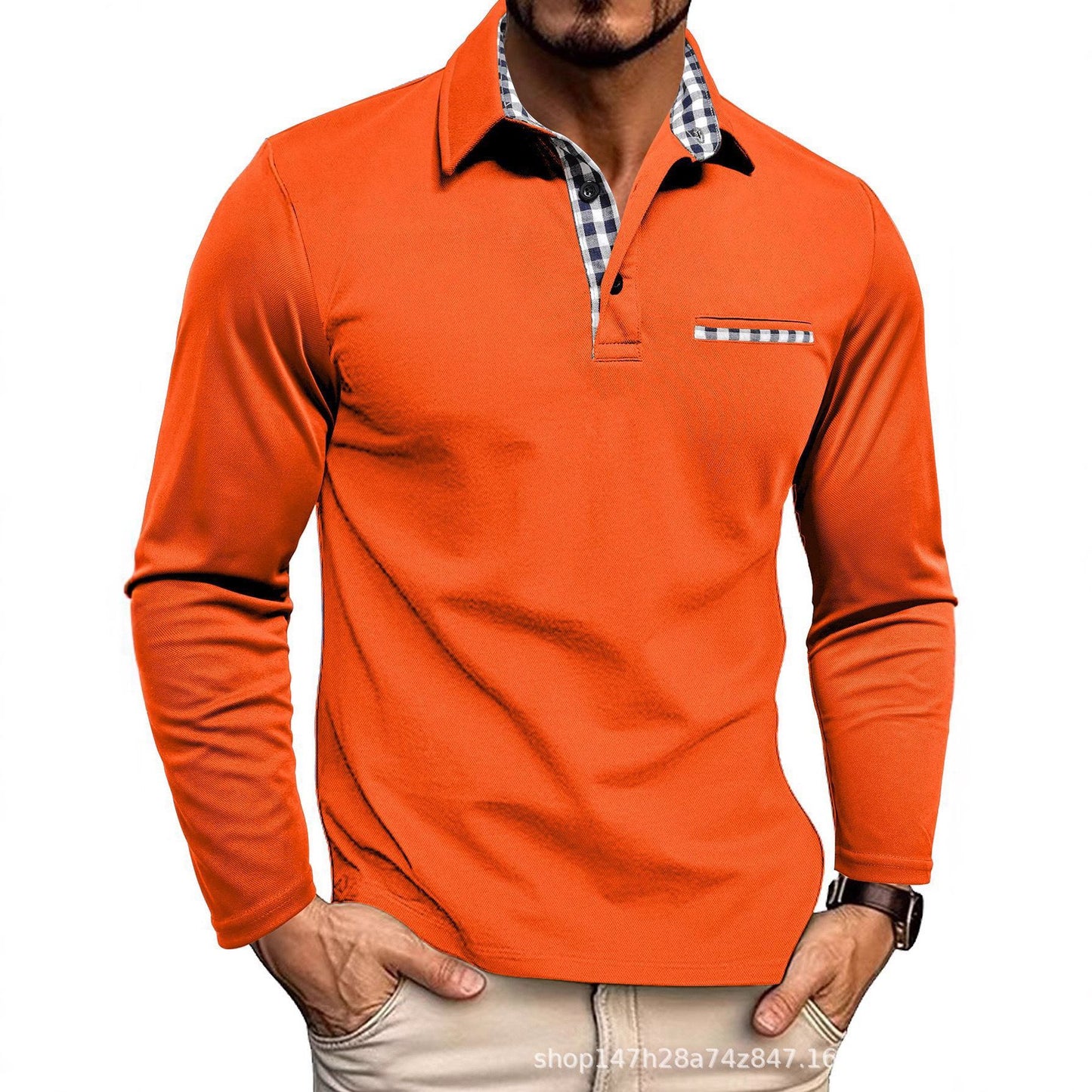 Polo-shirt à manches longues pour homme Qualité confortable