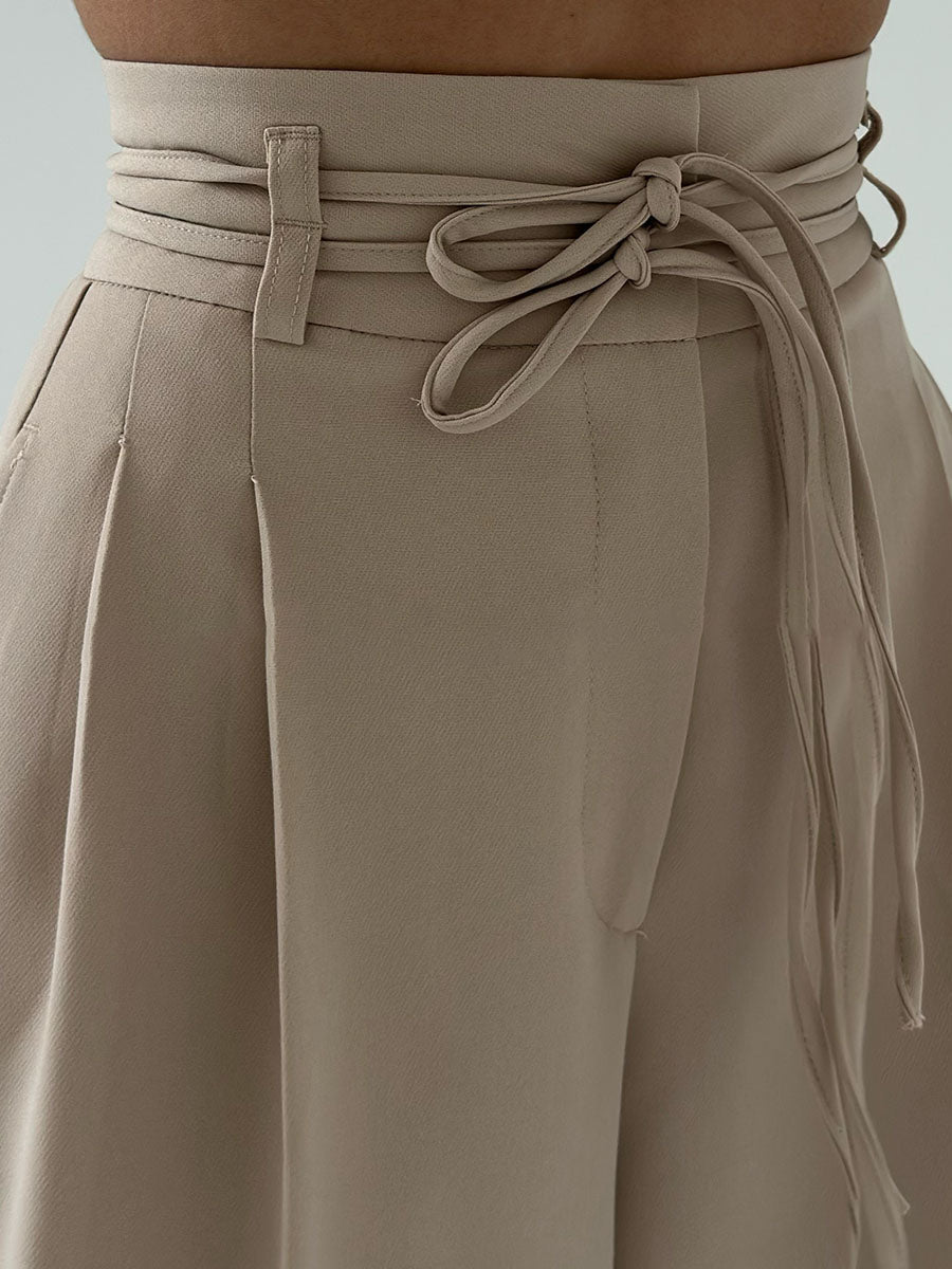Elegante Damenhose Hochtailliert Weitbeinig - IdealeKleiden