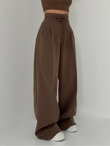 Pantalon élégant pour femme Taille haute Jambe large