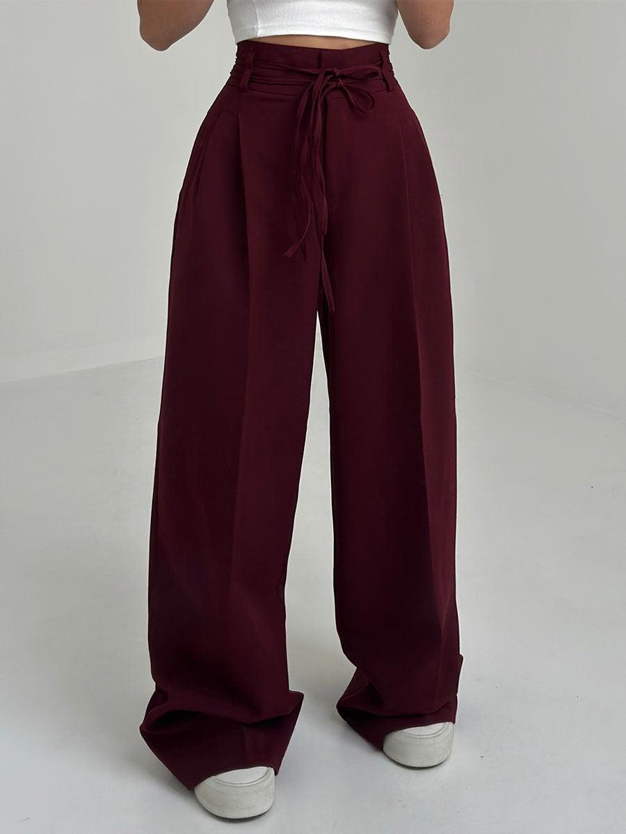 Pantalon élégant pour femme Taille haute Jambe large