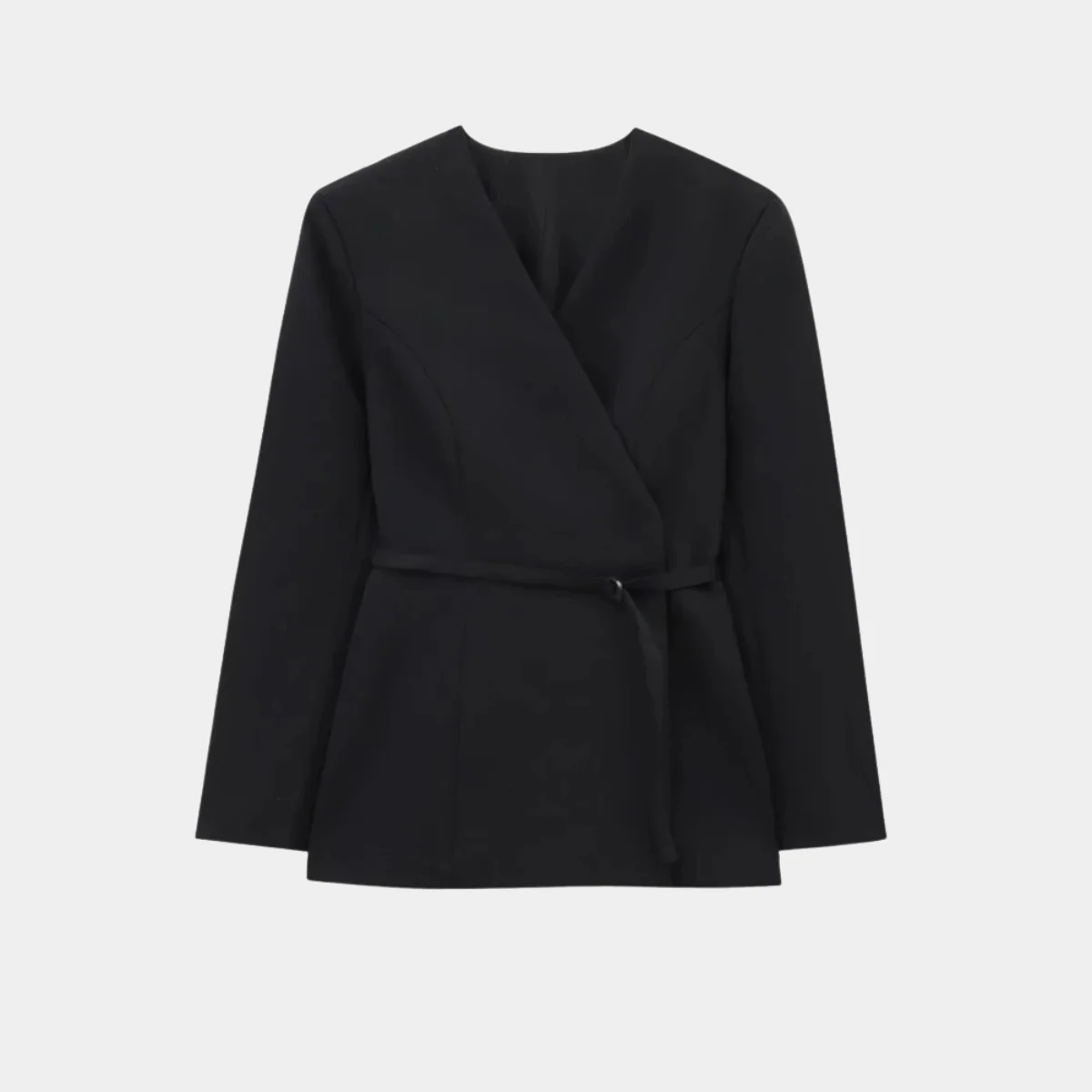 Veste blazer femme style cache-cœur avec ceinture et taille cintrée