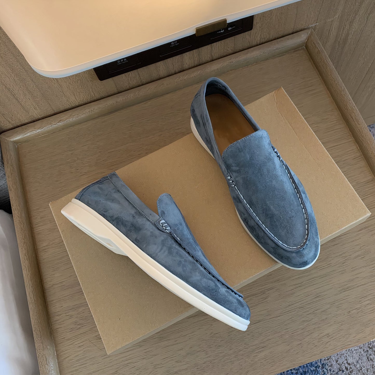 Mocassins pour homme confortables en daim et semelle en caoutchouc