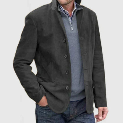 Veste en cuir homme style vintage simple boutonnage