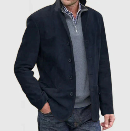 Veste en cuir homme style vintage simple boutonnage