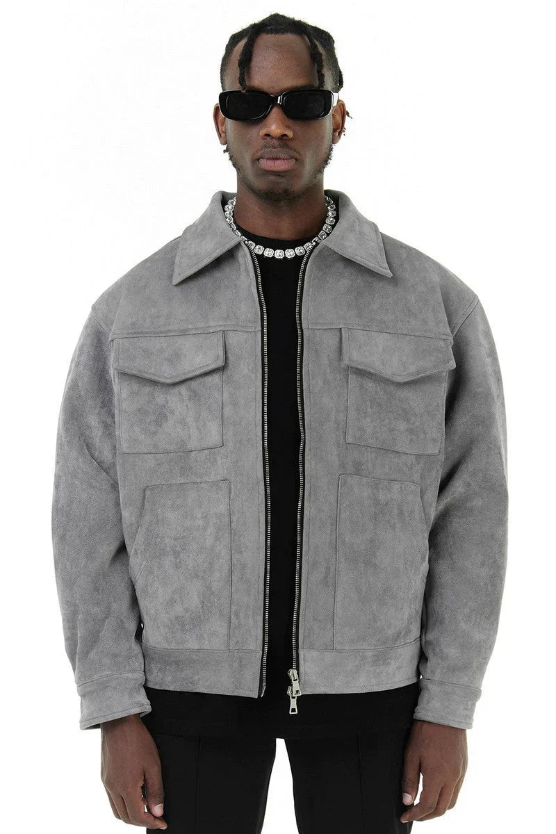 Blouson en cuir pour homme, style motard, fermeture éclair