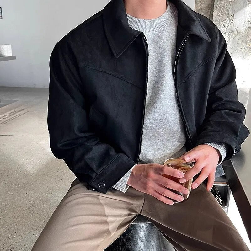 Veste en cuir pour homme style vintage zippée