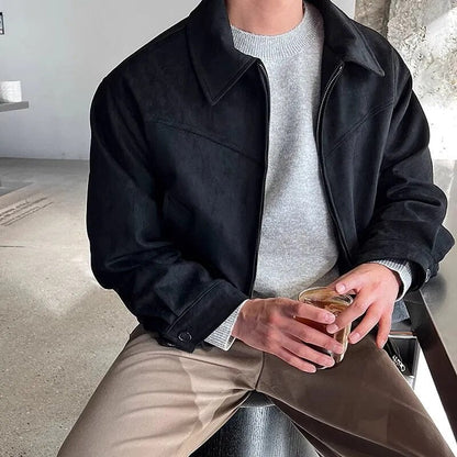Veste en cuir pour homme style vintage zippée