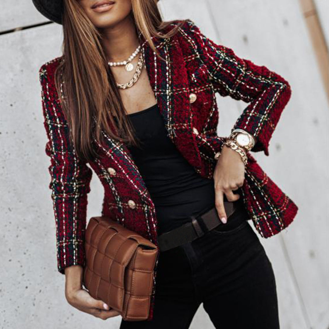 Veste en duvet pour femme, blazer à boutons, élégante et décontractée