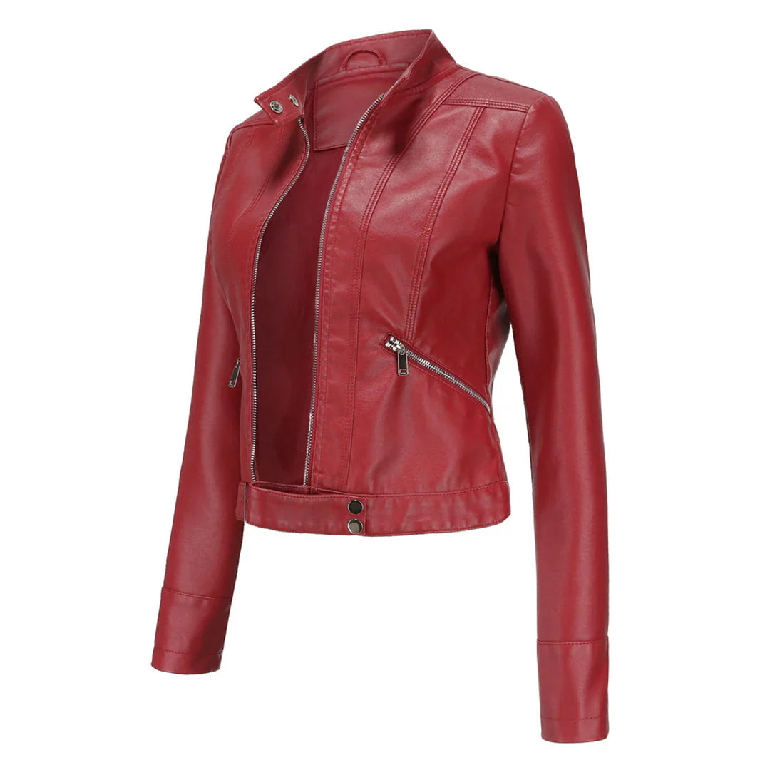 Blouson en cuir femme élégant Manteau en cuir