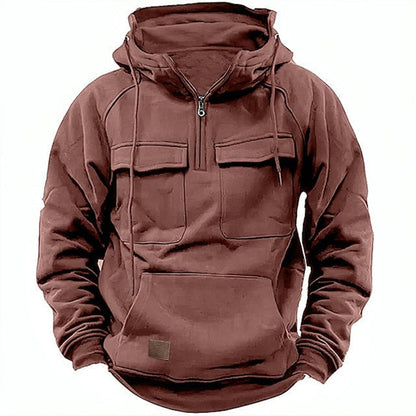 Sweat-shirt à capuche Confortable Semi-fermeture Éclair Coton