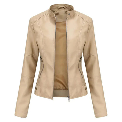 Veste en cuir col mandarin style tendance
