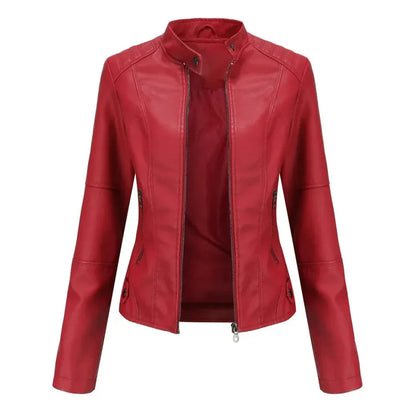 Veste en cuir col mandarin style tendance