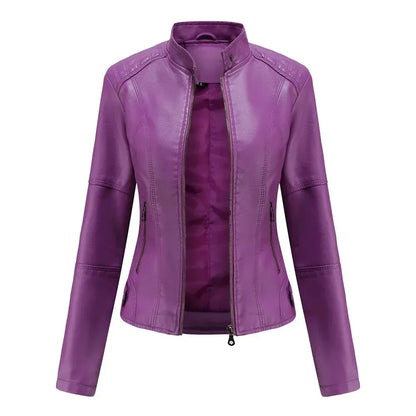 Veste en cuir col mandarin style tendance