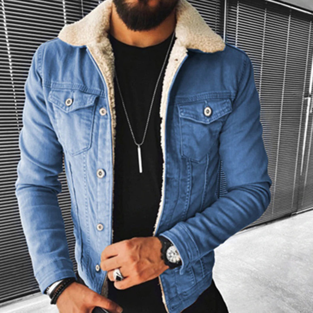 Veste d'hiver homme avec fourrure coupe droite