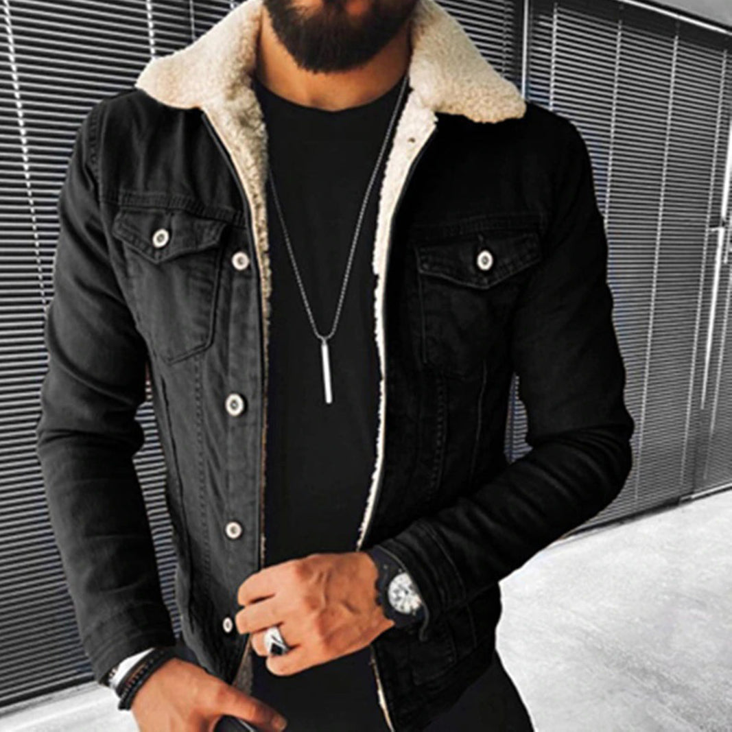 Herren Winterjacke Fellverziert Regular Fit - IdealeKleiden