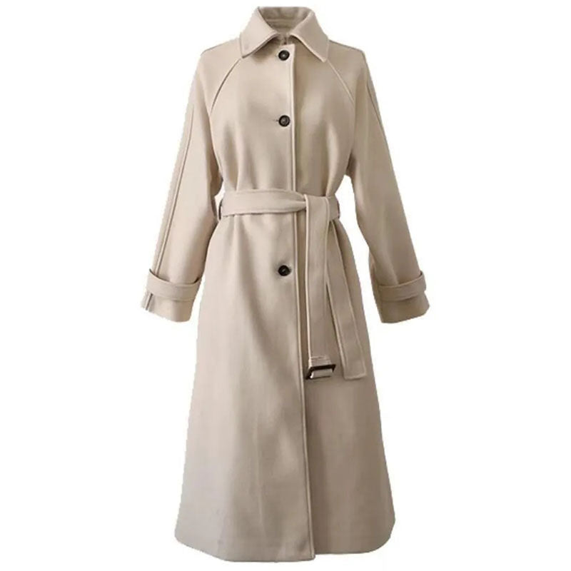 Élégant manteau en laine avec ceinture