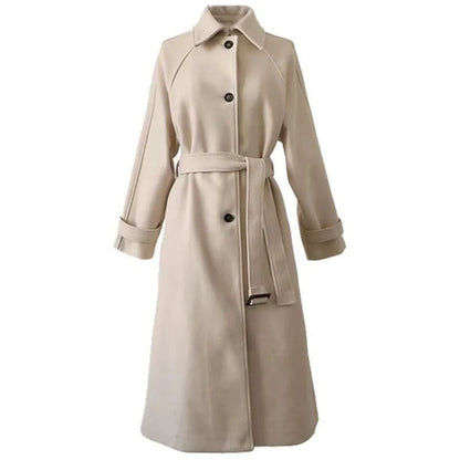Élégant manteau en laine avec ceinture