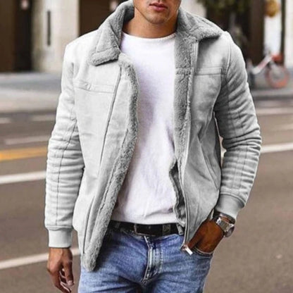 Blouson en cuir homme style motard doublure fourrure
