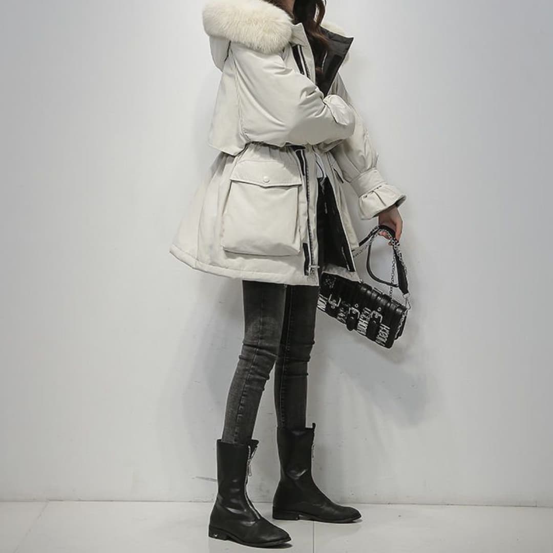Parka d'hiver femme chaud veste fourrure