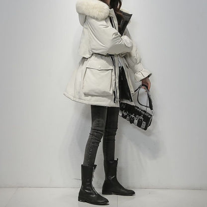 Parka d'hiver femme chaud veste fourrure