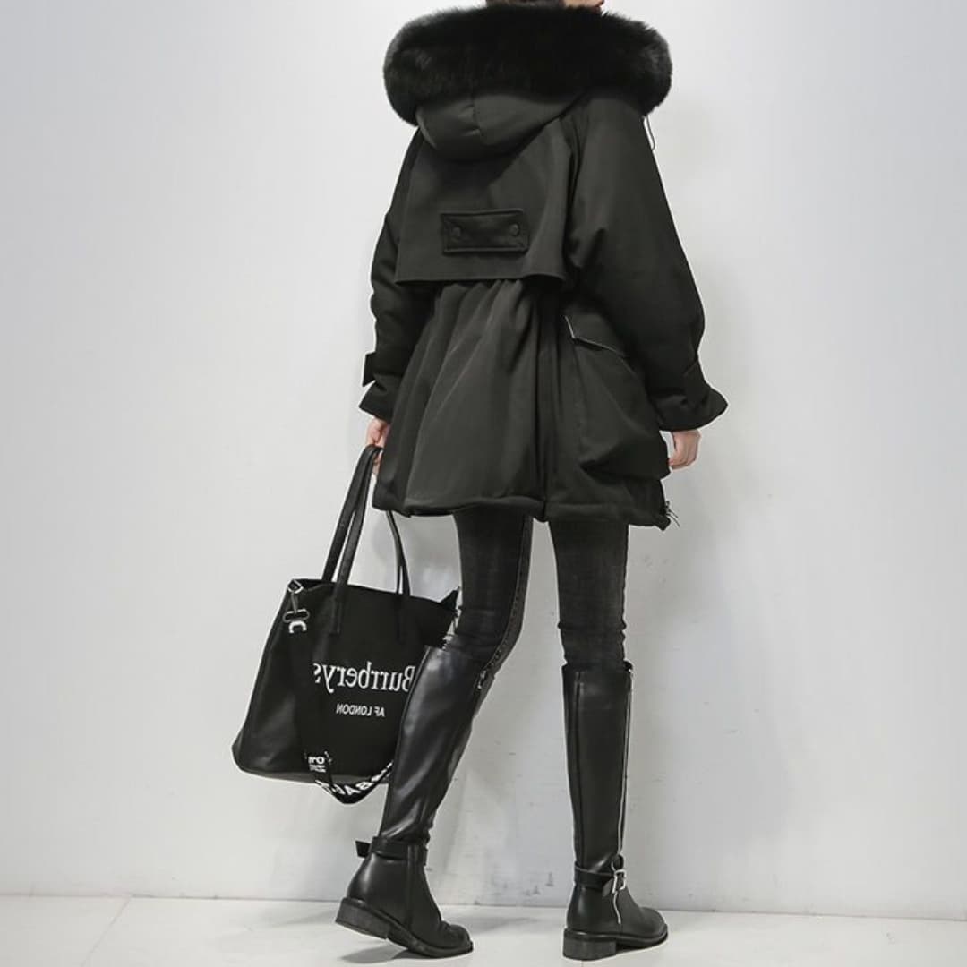 Parka d'hiver femme chaud veste fourrure
