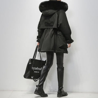 Parka d'hiver femme chaud veste fourrure