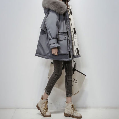 Parka d'hiver femme chaud veste fourrure