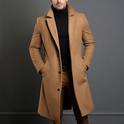 Manteau d'hiver long en laine élégant pour homme