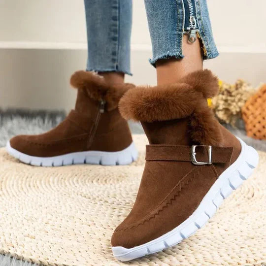 Bottines courtes confortables en peluche et en daim