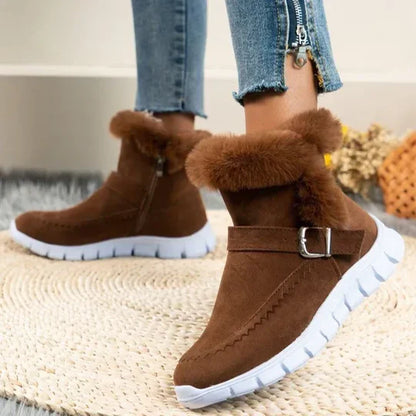 Bottines courtes confortables en peluche et en daim