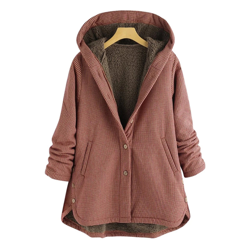 Oversized Fleece-Jacke Damen Kapuzenmantel Warm - IdealeKleiden