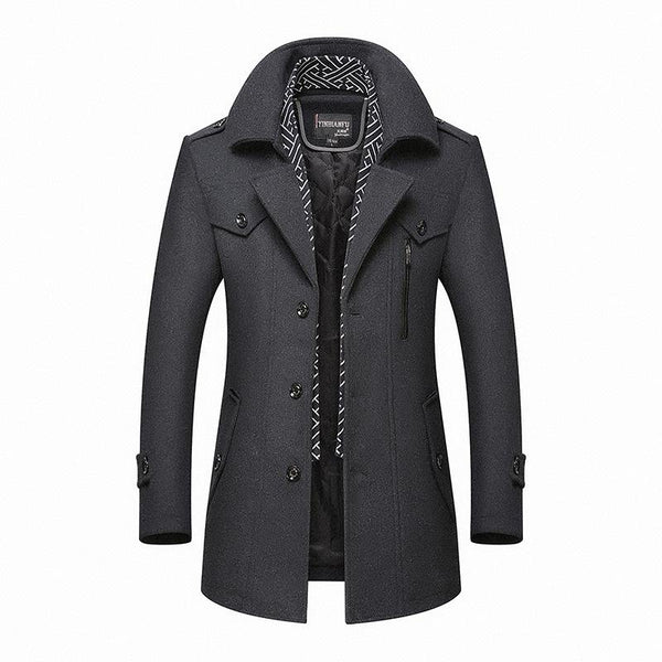 Herren Winterparka Mittellang Wollmantel - IdealeKleiden