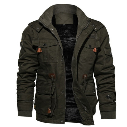 Blouson d'hiver pour hommes en polaire chaude de style cargo