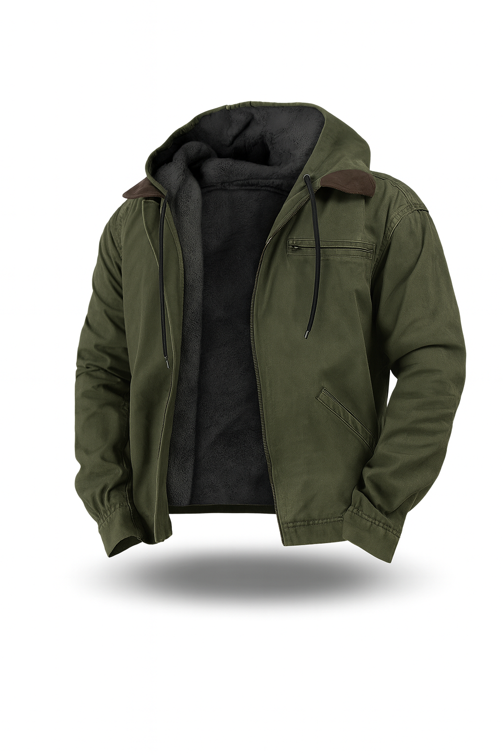 Veste d'hiver pour hommes, polaire, chaude, à capuche