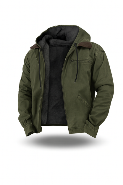 Veste d'hiver pour hommes, polaire, chaude, à capuche