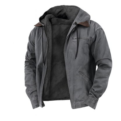Veste d'hiver pour hommes, polaire, chaude, à capuche