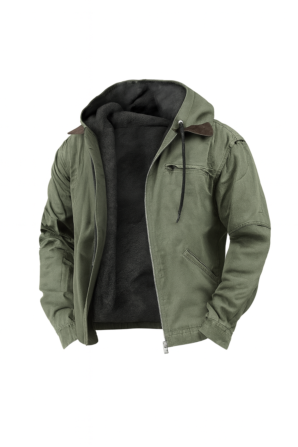 Veste d'hiver pour hommes, polaire, chaude, à capuche