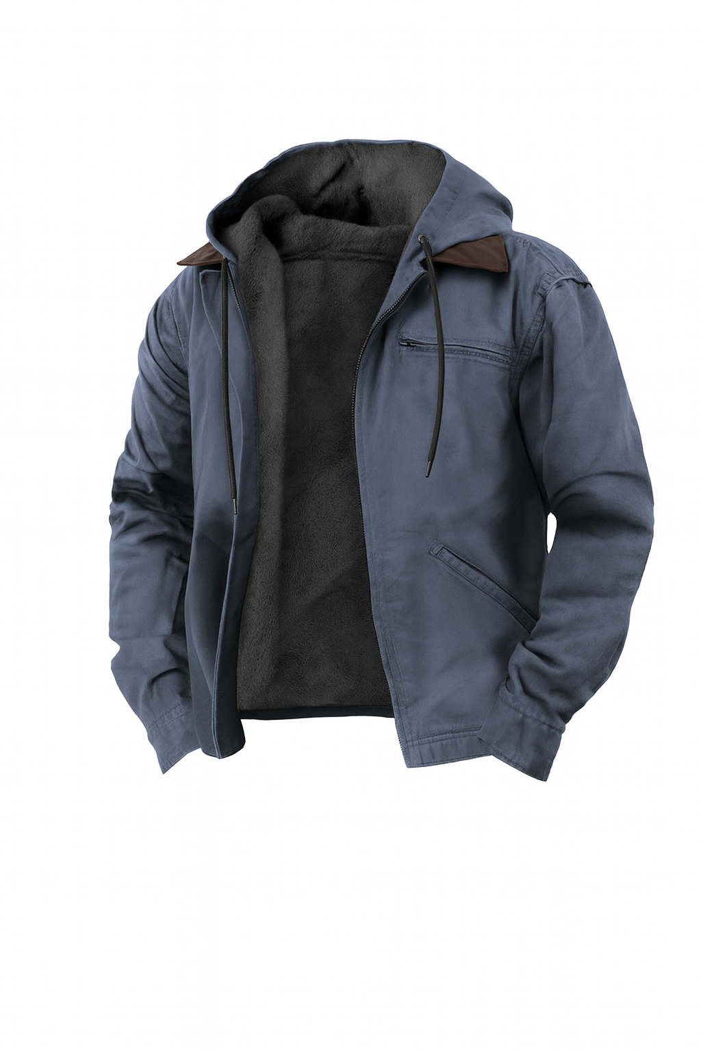 Veste d'hiver pour hommes, polaire, chaude, à capuche