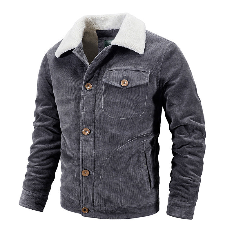 Veste d'hiver homme avec fourrure et style velours côtelé