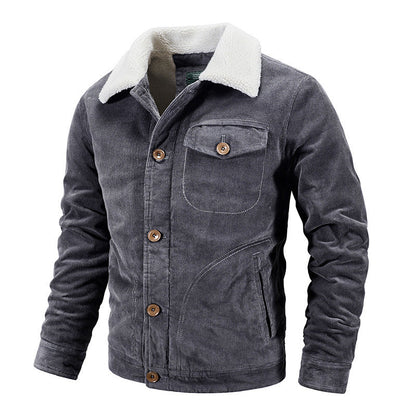 Veste d'hiver homme avec fourrure et style velours côtelé