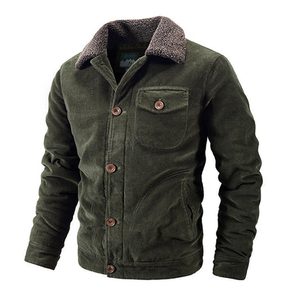 Veste d'hiver homme avec fourrure et style velours côtelé