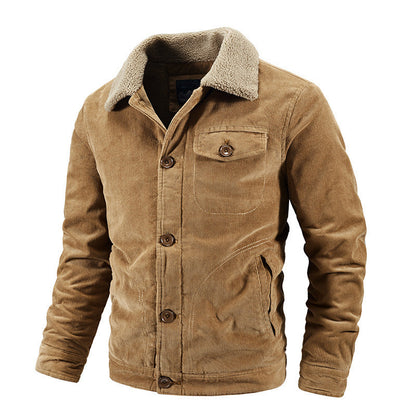 Veste d'hiver homme avec fourrure et style velours côtelé