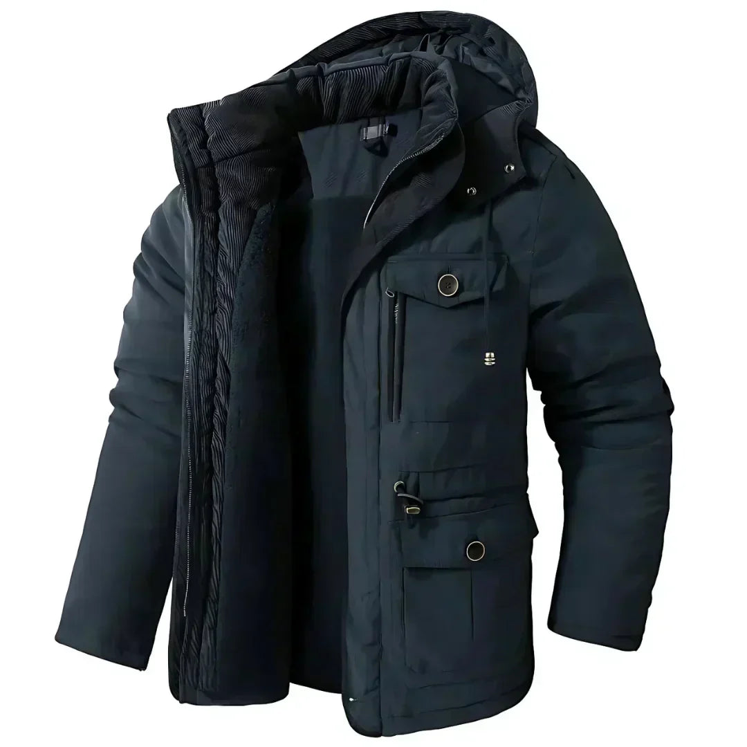 Manteau d'hiver homme chaud à capuche polaire