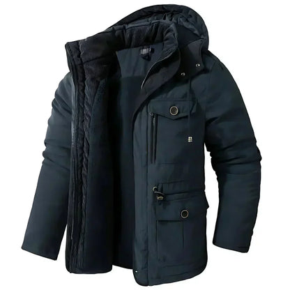 Manteau d'hiver homme chaud à capuche polaire