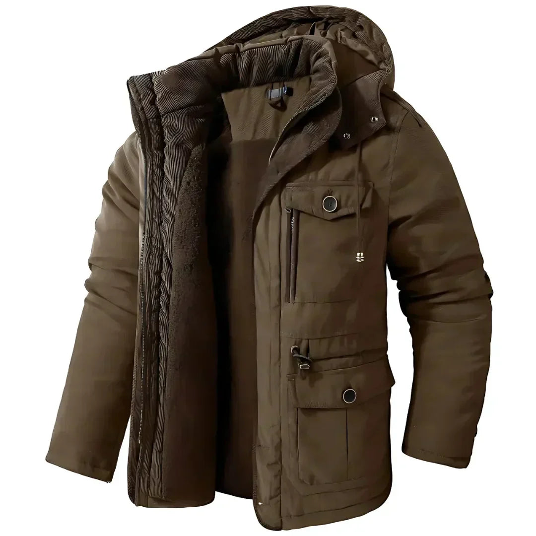 Manteau d'hiver homme chaud à capuche polaire