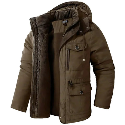 Manteau d'hiver homme chaud à capuche polaire
