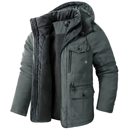 Manteau d'hiver homme chaud à capuche polaire