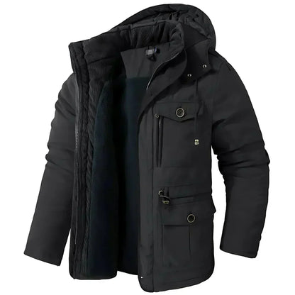 Manteau d'hiver homme chaud à capuche polaire